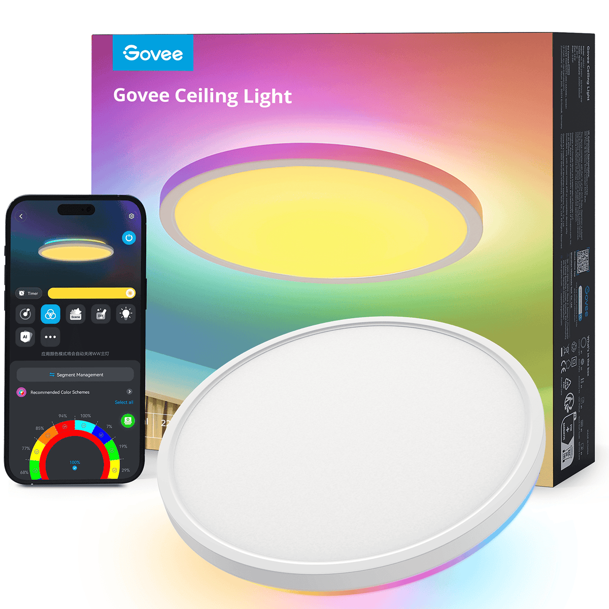GOVEE 12INCH RGBWW + RGBIC ROUND SMART CEILING LIGHT 6974316994206