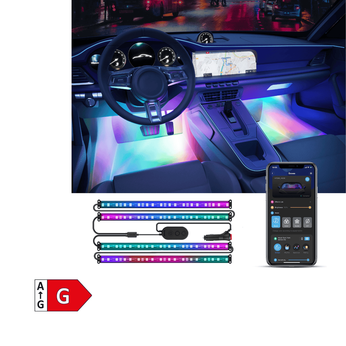 GOVEE RGBIC INTERIOR CAR LIGHTS WITHOUT REMOTE CONTROL - DAMAGED BOX 3200000006034