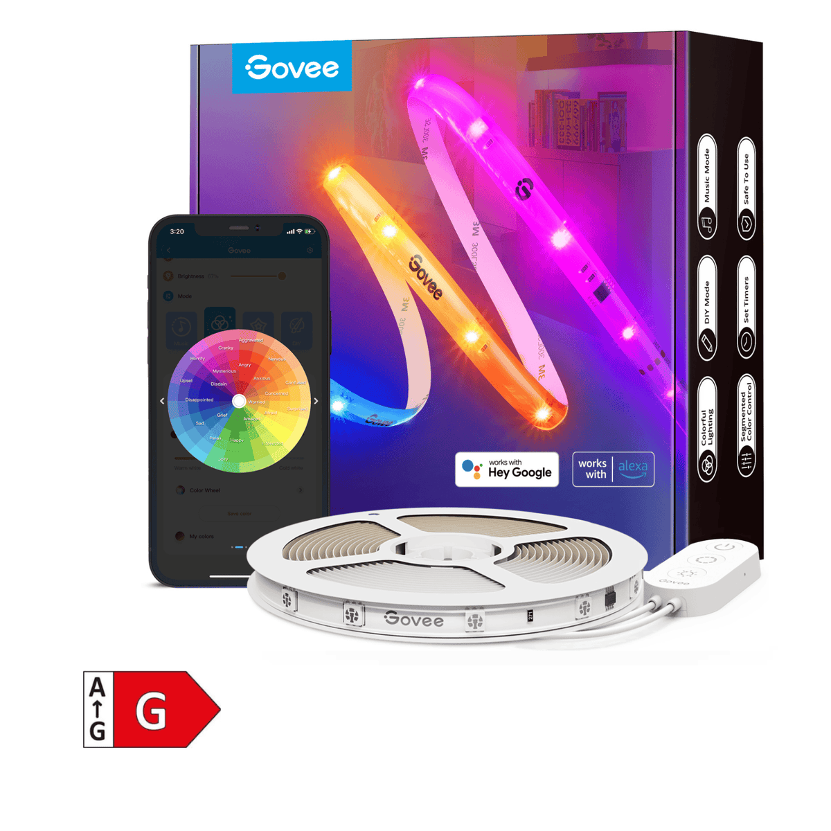 GOVEE RGBIC LED STRIP LIGHTS WITH PROTECTIVE COATING 10M - DAMAGED BOX 3200000006041