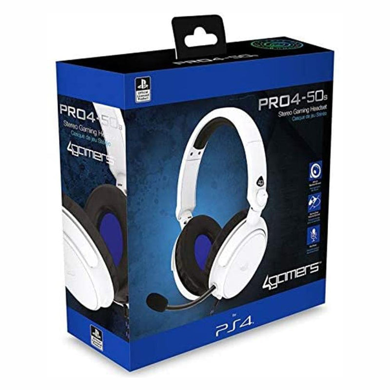 4GAMERS PRO4-50S PS4 STEREO GAMING HEADSET WHITE 5055269711292