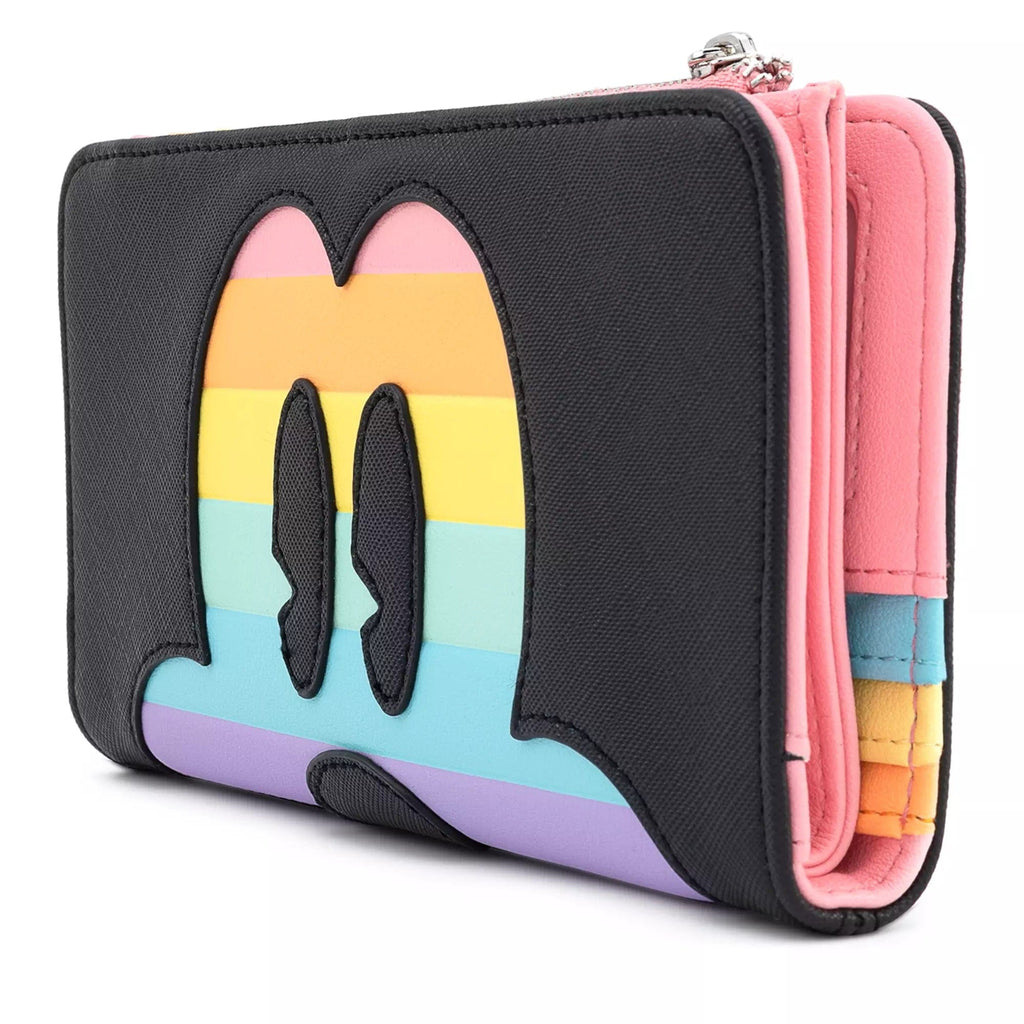 LOUNGEFLY LF DISNEY MICKEY MOUSE PASTEL RAINBOW WALLET