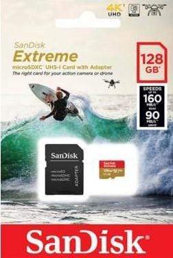 SanDisk microSD spominska kartica 128GB Extreme UHS-I + adapter 619659170714