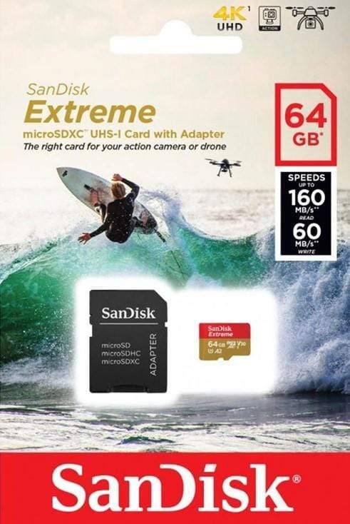 SanDisk microSD spominska kartica 64GB Extreme UHS-I + adapter 619659169770