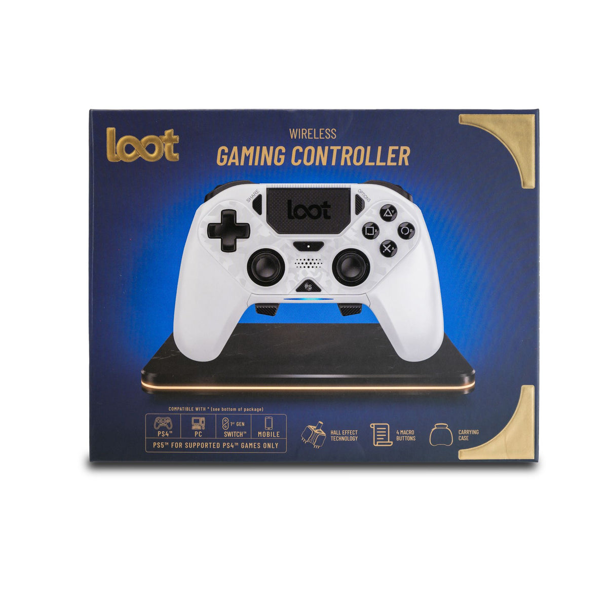 LOOT WIRELESS GAMING CONTROLLER PS4/SWITCH/PC/MOBILE - WHITE