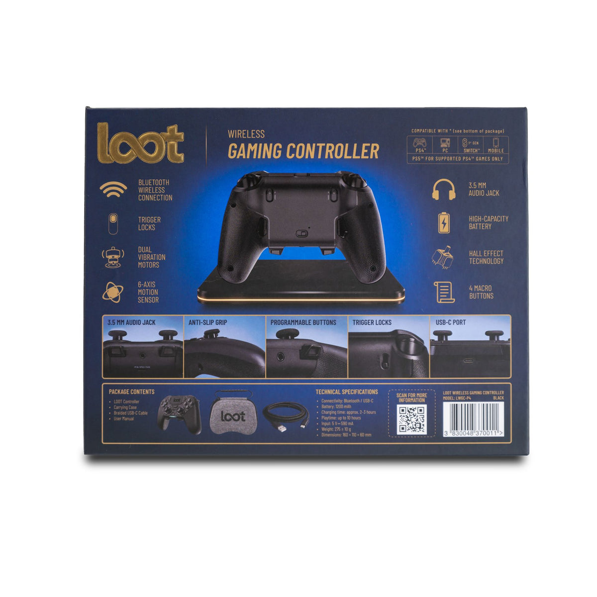 LOOT WIRELESS GAMING CONTROLLER PS4/SWITCH/PC/MOBILE - BLACK