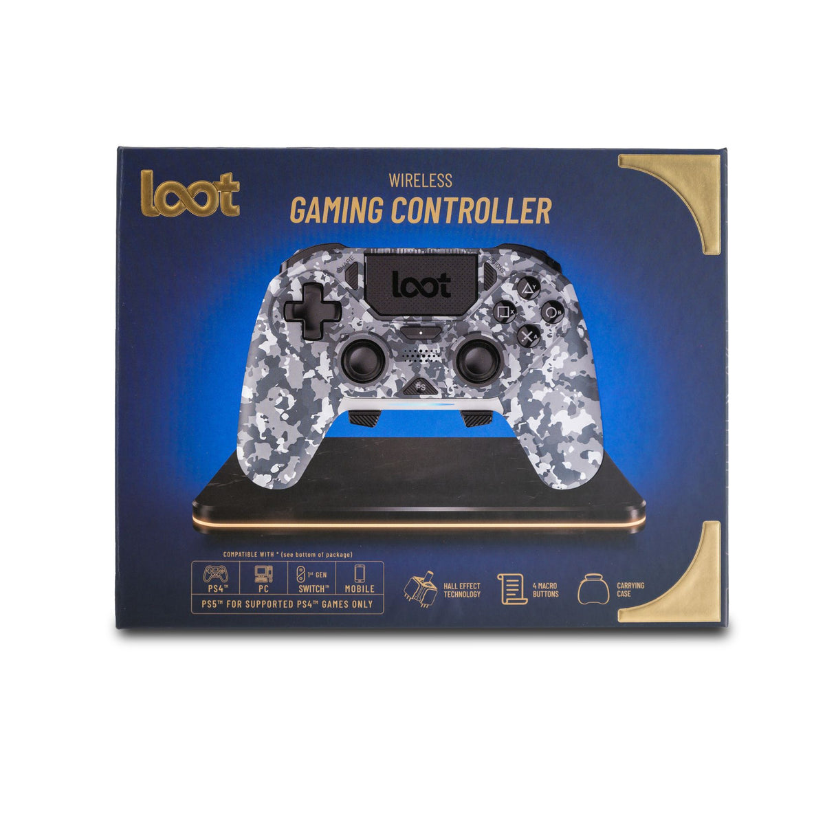 LOOT WIRELESS GAMING CONTROLLER PS4/SWITCH/PC/MOBILE - CAMO GREY
