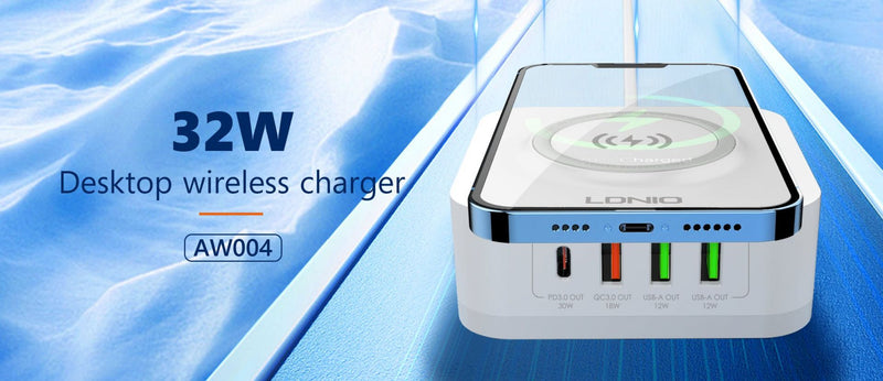 LDNIO CHARGER 4 PORT (3A1C) 30W 5V 3A WIRELESS 18W 5V 3A AW004