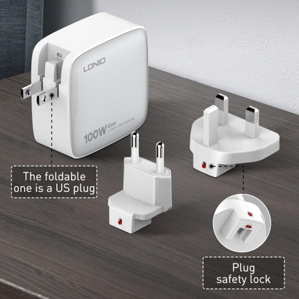 LDNIO CHARGER 4 PORT (1A3C) 100W 15V 5A Q408