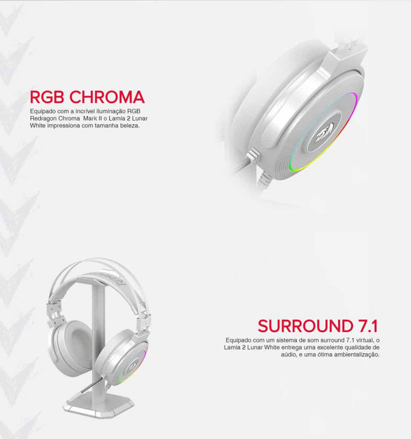 HEADSET - REDRAGON LAMIA 2 H320 RGB WITH STAND - WHITE