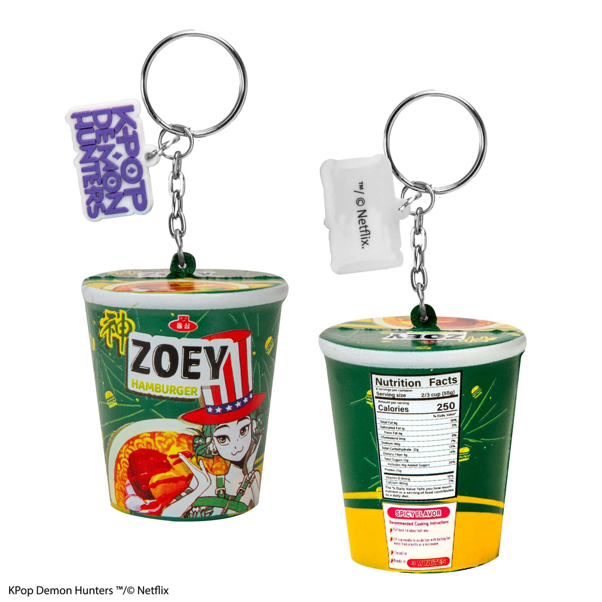 CINEREPLICAS: KPOP DEMON HUNTERS - SQUISHY KEYCHAIN  - ZOEY HAMBURGER NOODLES 4895205625273