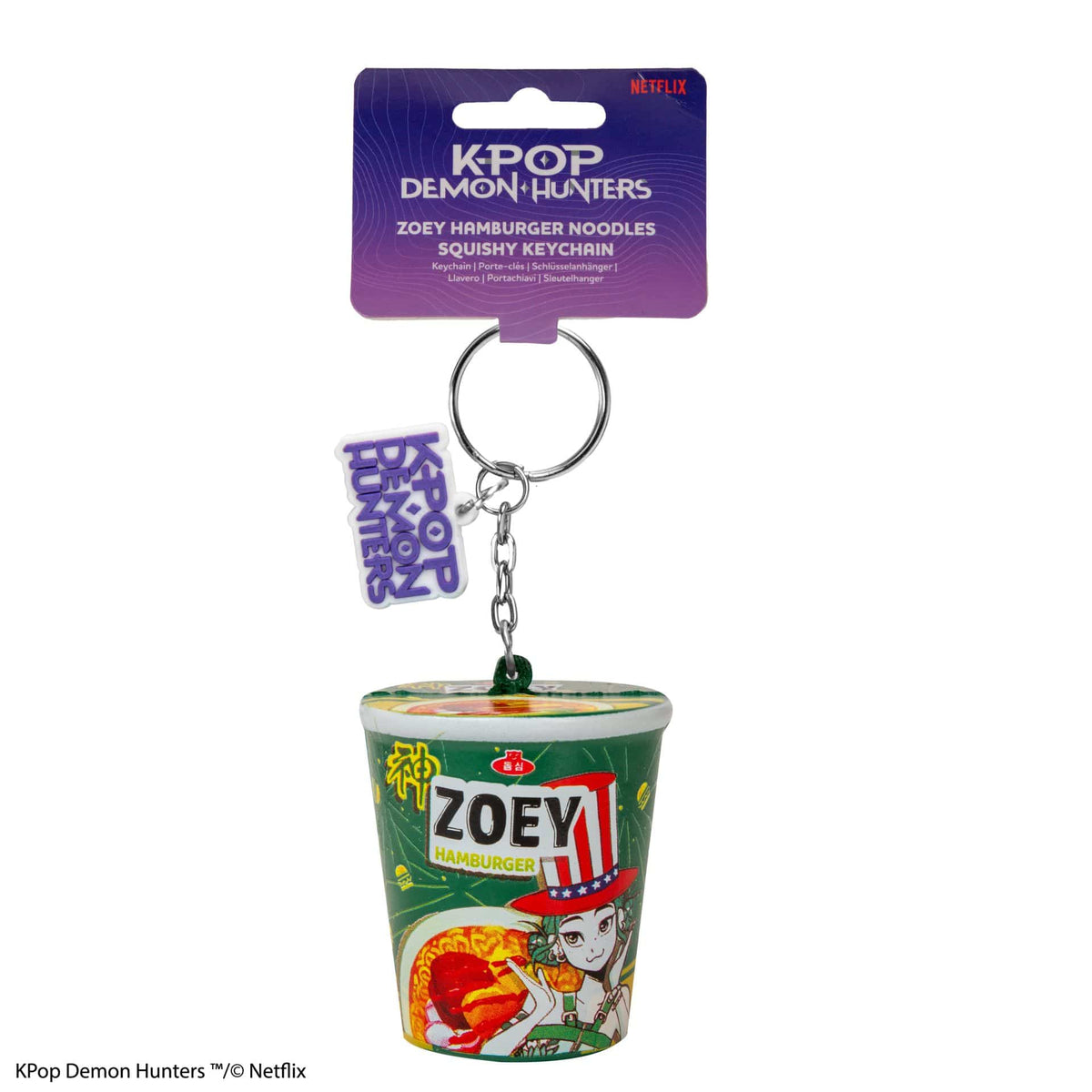 CINEREPLICAS: KPOP DEMON HUNTERS - SQUISHY KEYCHAIN  - ZOEY HAMBURGER NOODLES 4895205625273