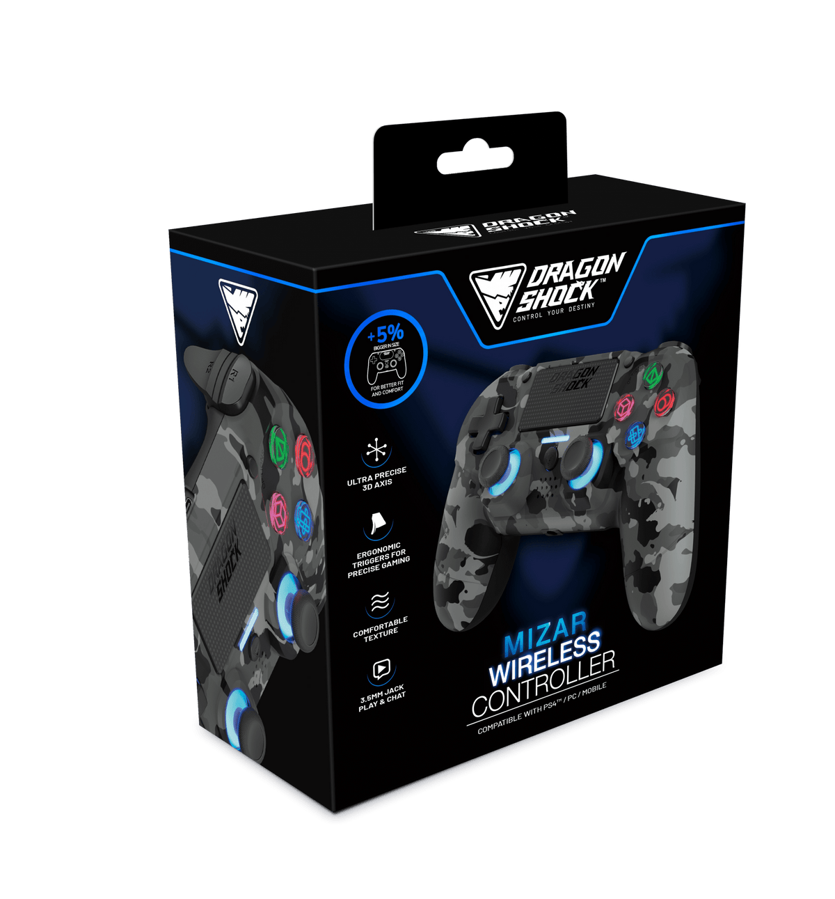 DRAGONSHOCK MIZAR WIRELESS CONTROLLER GREY CAMO PS4, PC, MOBILE 5425025592913