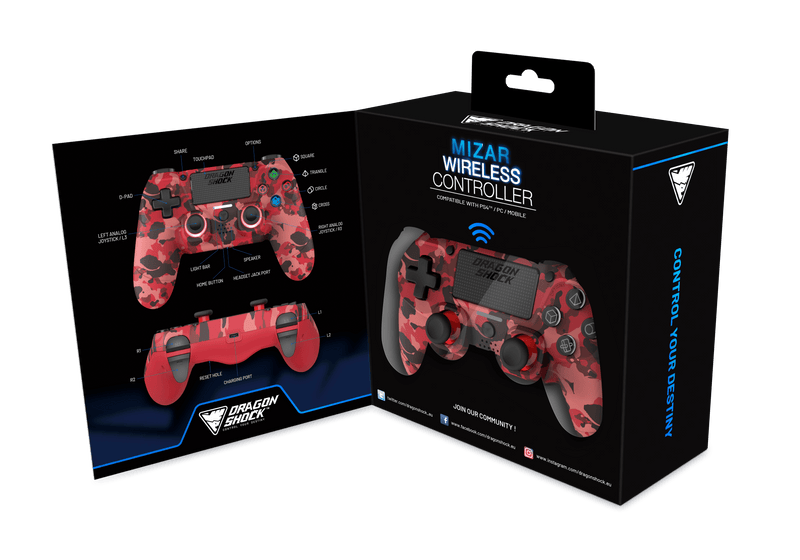 DRAGONSHOCK MIZAR WIRELESS CONTROLLER RED CAMO PS4, PC, MOBILE 5425025592906