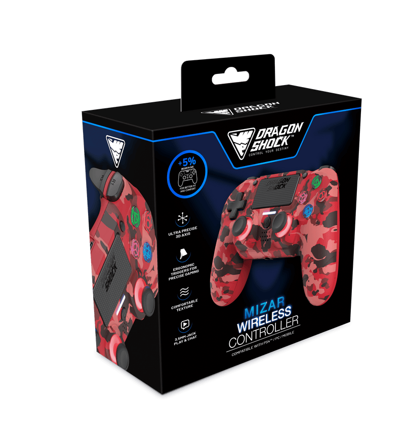 DRAGONSHOCK MIZAR WIRELESS CONTROLLER RED CAMO PS4, PC, MOBILE 5425025592906