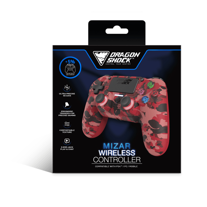 DRAGONSHOCK MIZAR WIRELESS CONTROLLER RED CAMO PS4, PC, MOBILE 5425025592906