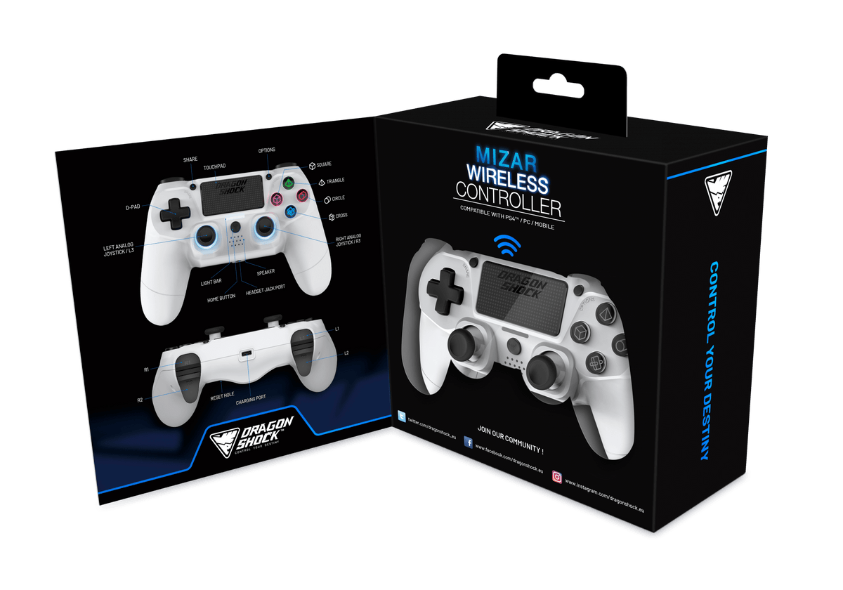 DRAGONSHOCK MIZAR WIRELESS CONTROLLER WHITE PS4, PC, MOBILE 5425025593095