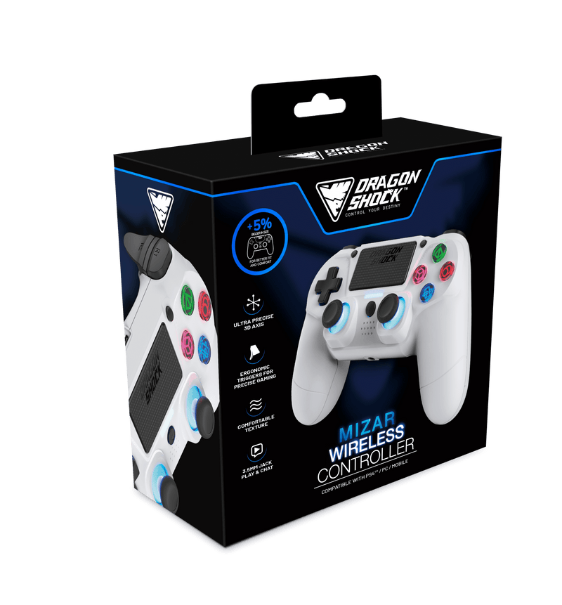 DRAGONSHOCK MIZAR WIRELESS CONTROLLER WHITE PS4, PC, MOBILE 5425025593095