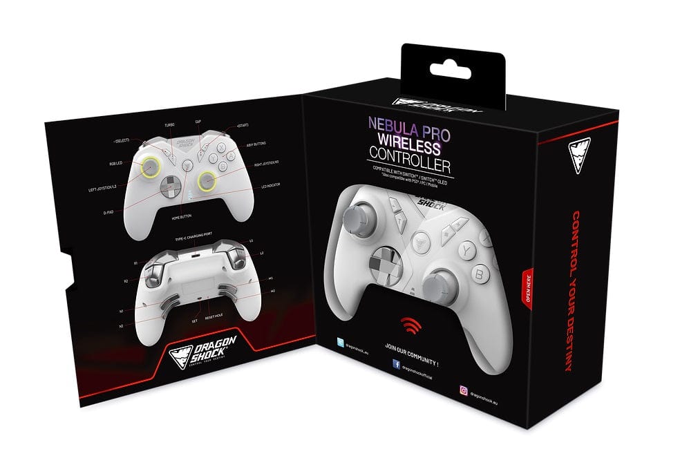 DRAGONSHOCK NEBULA PRO WIRELESS CONTROLLER WHITE SWITCH 5425025593897