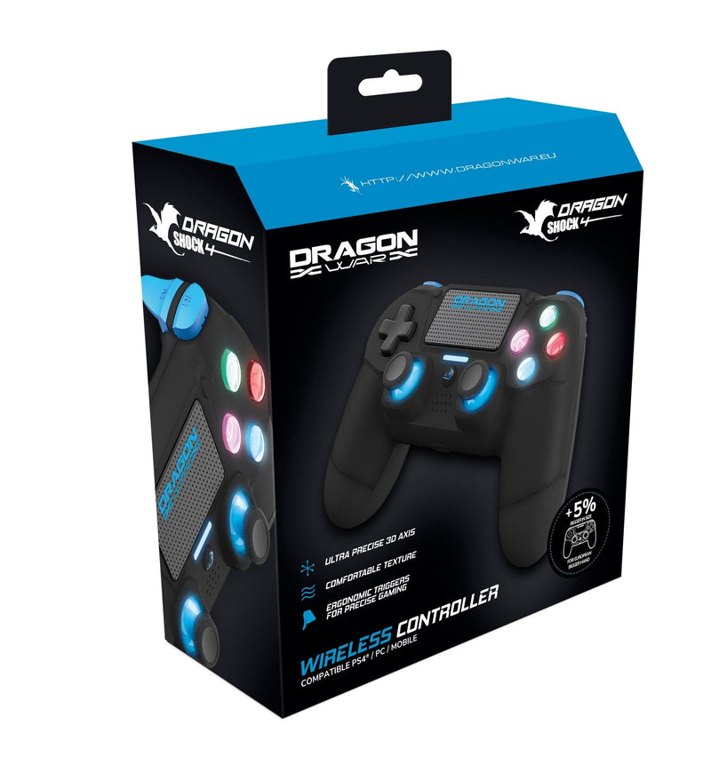 DRAGONWAR DRAGON SHOCK 4 WIRELESS CONTROLLER BLACK PS4, PC, MOBILE 5425025609598