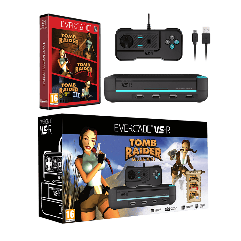 EVERCADE VS-R CONSOLE WITH TOMB RAIDER COLLECTION 1 5060990240591