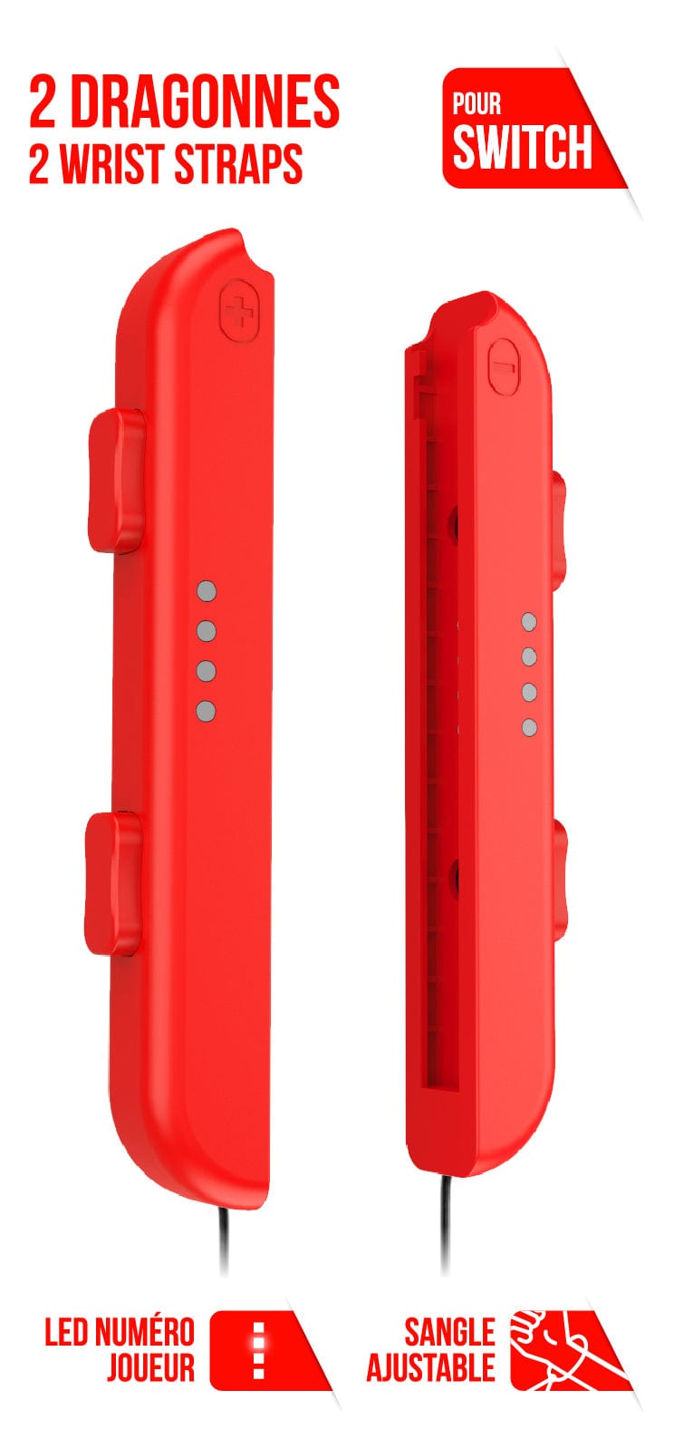 F&G JOY-CON HAND WRIST STRAP - 1 PAIR RED 3760178627764