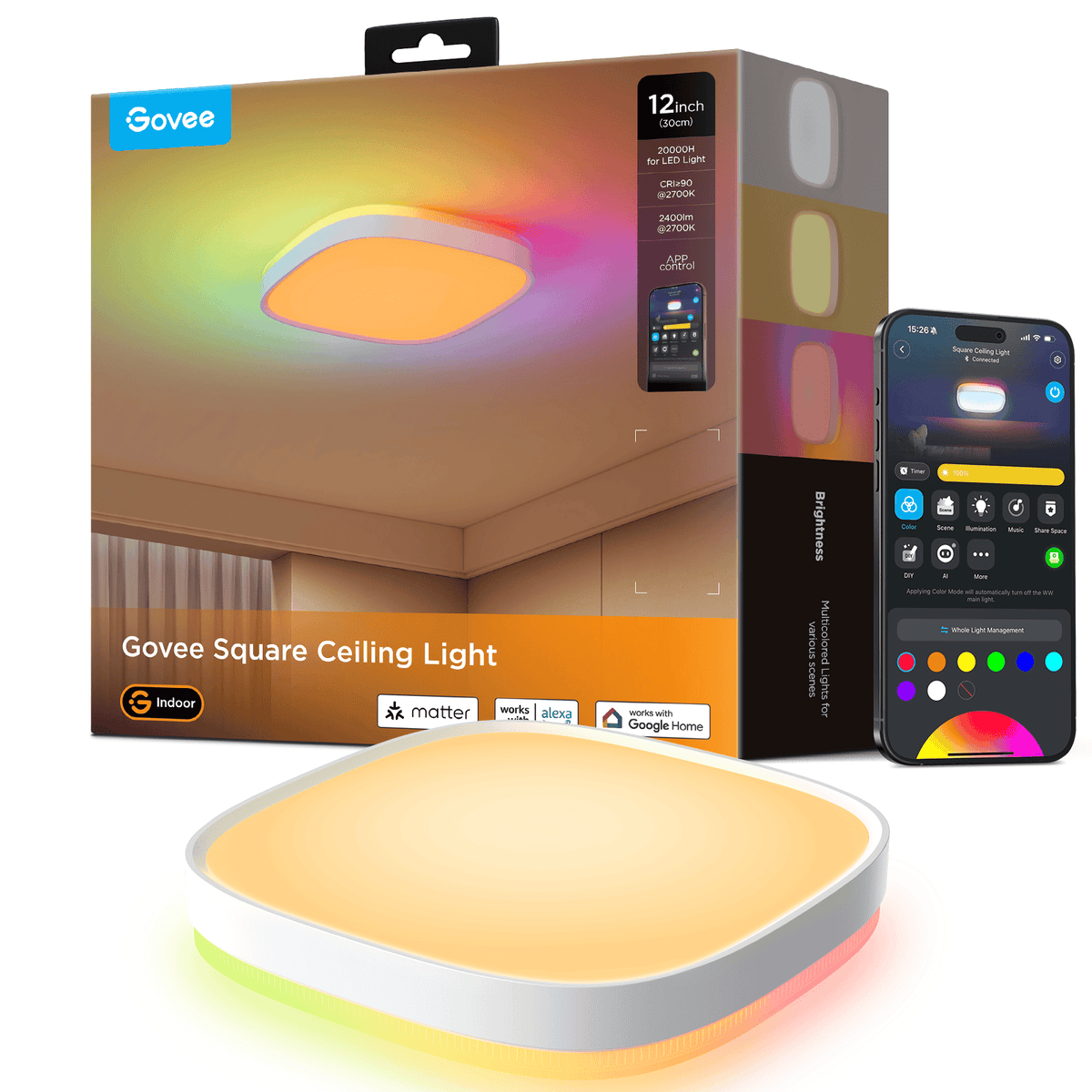GOVEE 12INCH RGBWW + RGBIC SQUARE SMART CEILING LIGHT 6974316995876