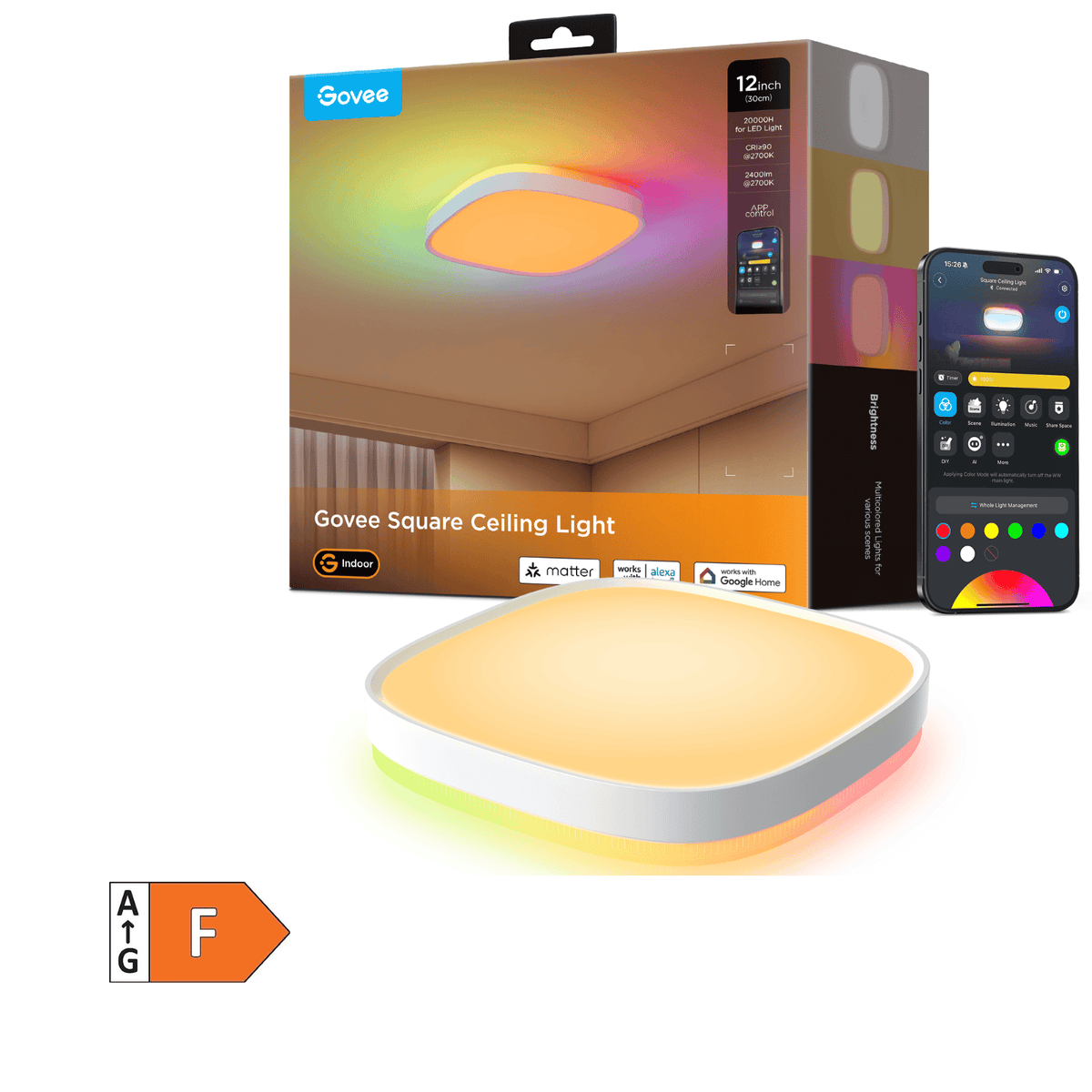 GOVEE 12INCH RGBWW + RGBIC SQUARE SMART CEILING LIGHT 6974316995876