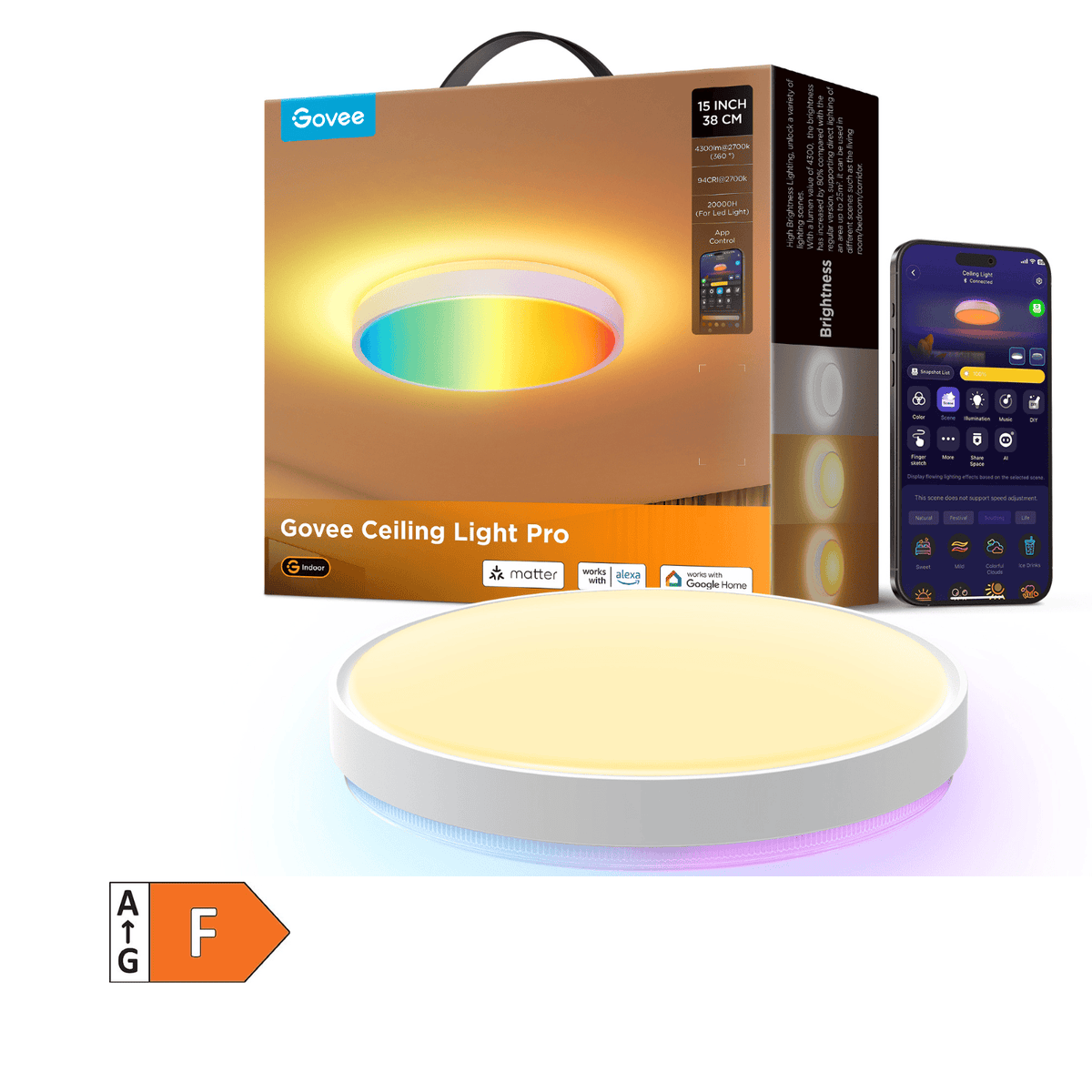 GOVEE 15INCH RGBICWW + RGBICWW ROUND SMART CEILING LIGHT 6974316995937