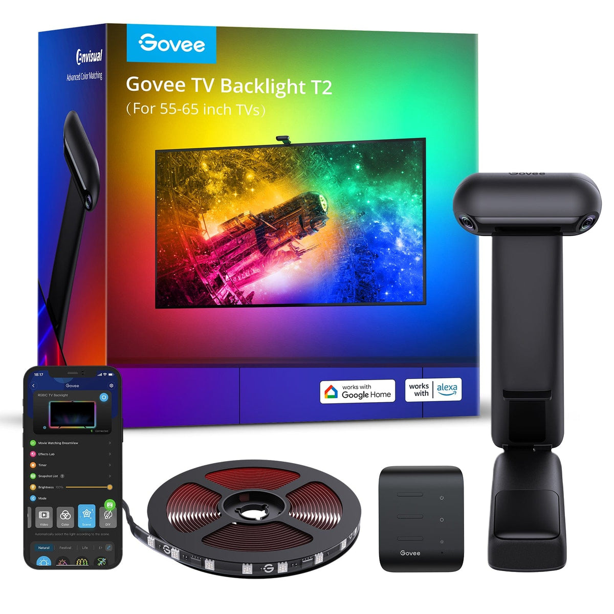 GOVEE ENVISUAL TV BACKLIGHT T2 WITH DUAL CAMERAS  55-65 - DAMAGED BOX 3200000006157