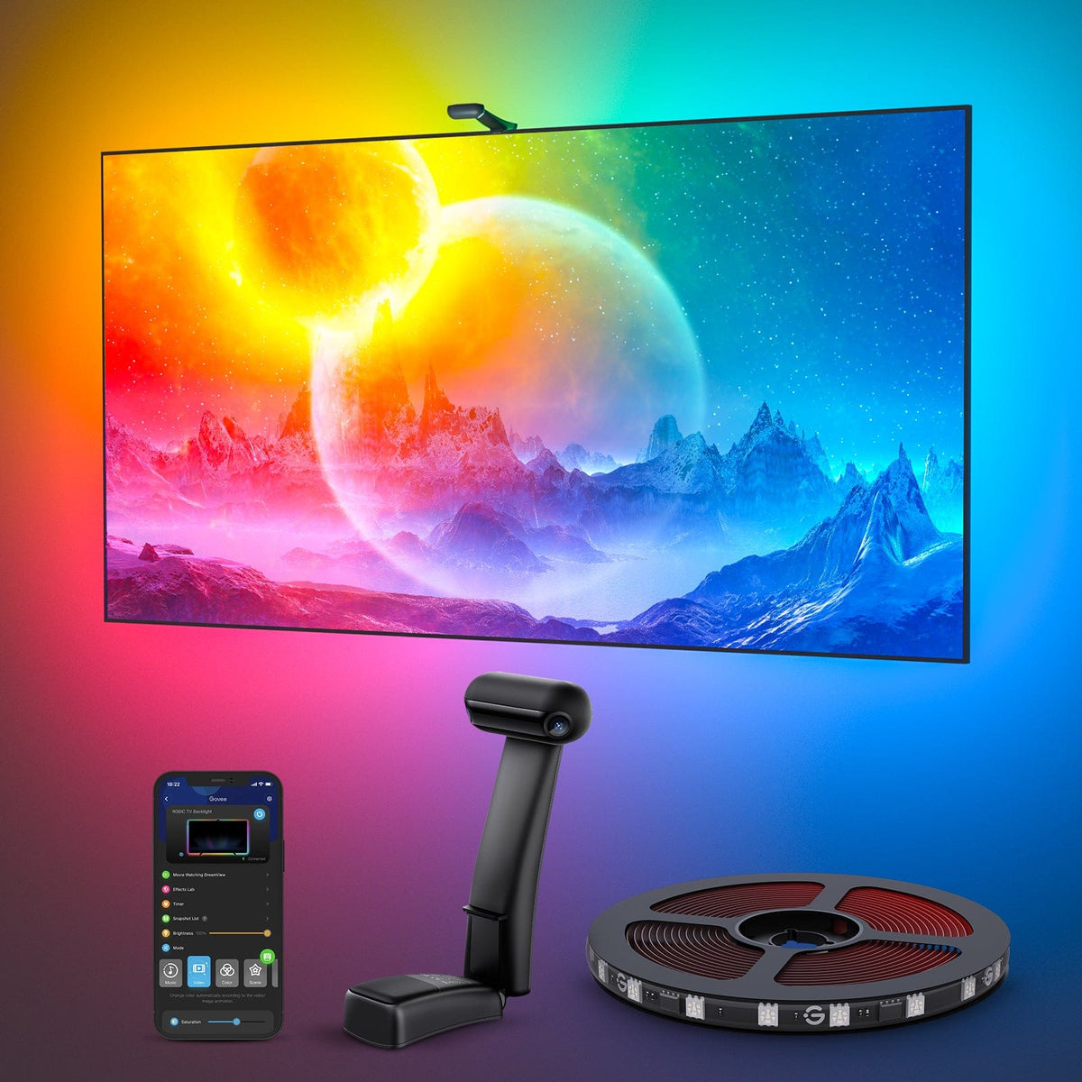GOVEE ENVISUAL TV BACKLIGHT T2 WITH DUAL CAMERAS 75-85 - DAMAGED BOX 3200000006096