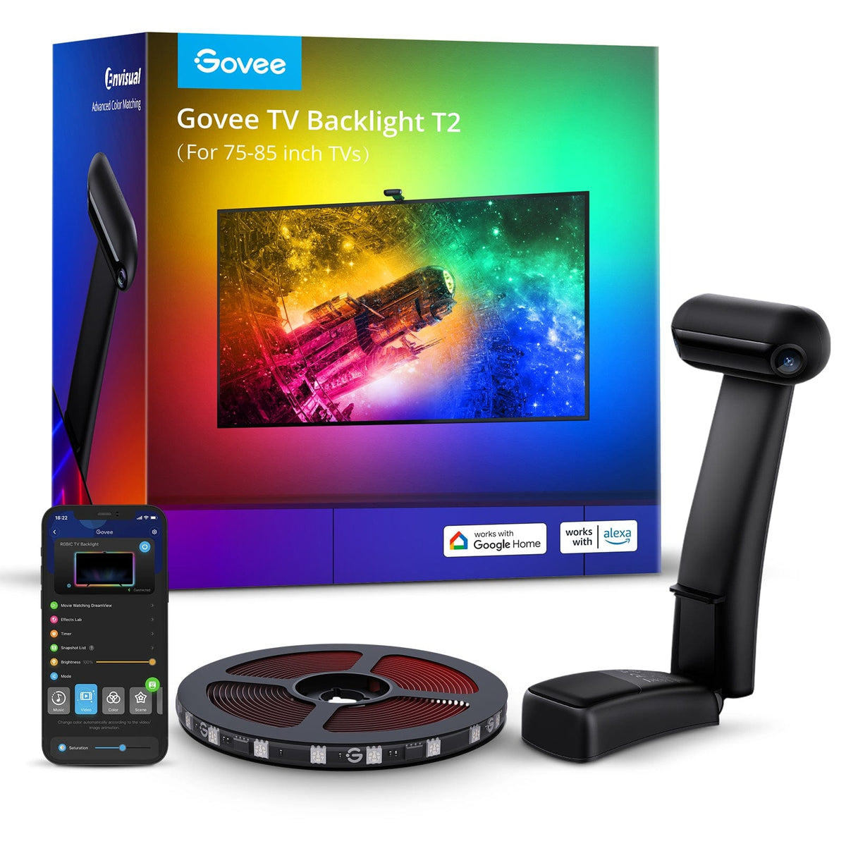 GOVEE ENVISUAL TV BACKLIGHT T2 WITH DUAL CAMERAS 75-85 - DAMAGED BOX 3200000006096
