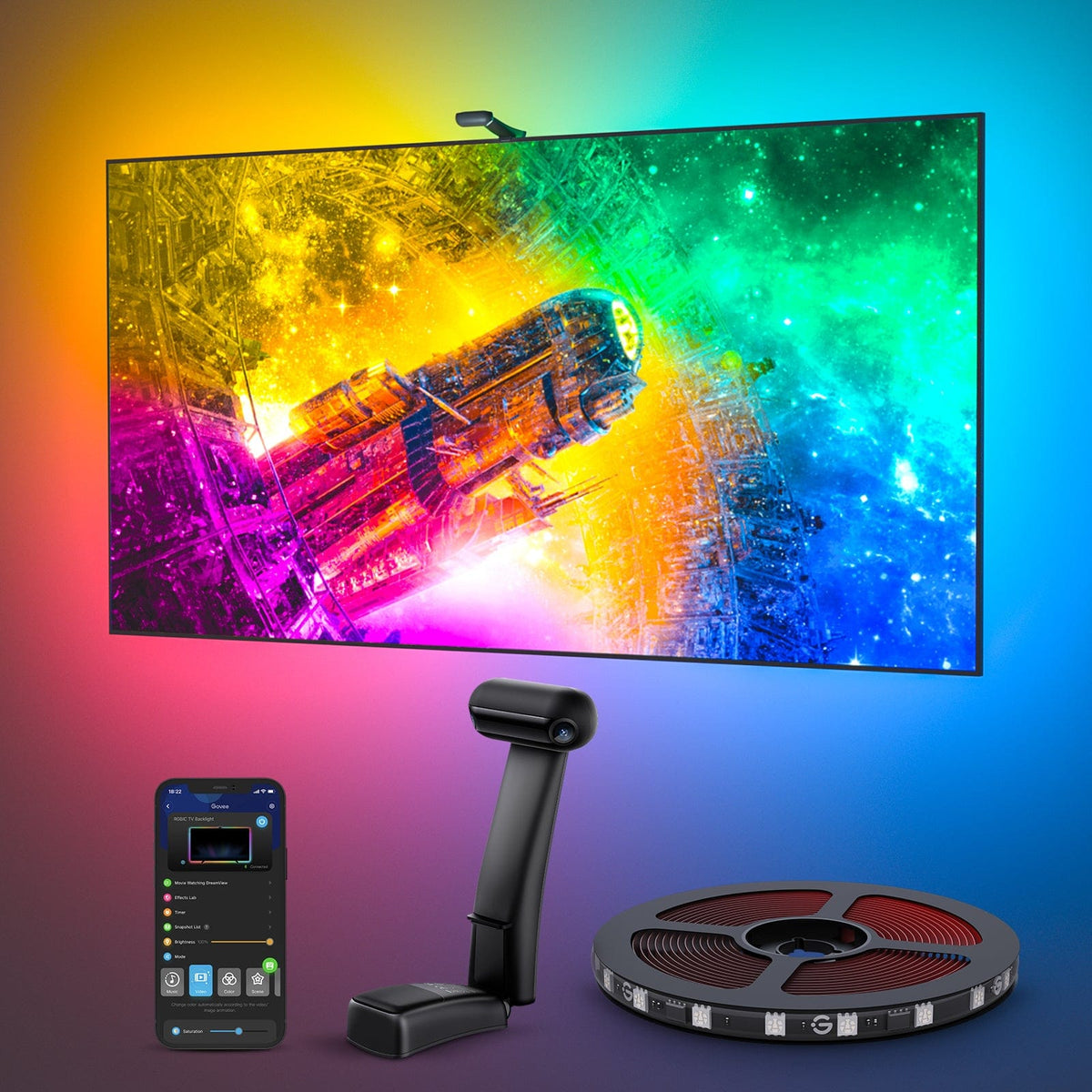 GOVEE ENVISUAL TV BACKLIGHT T2 WITH DUAL CAMERAS 75-85 - DAMAGED BOX 3200000006096