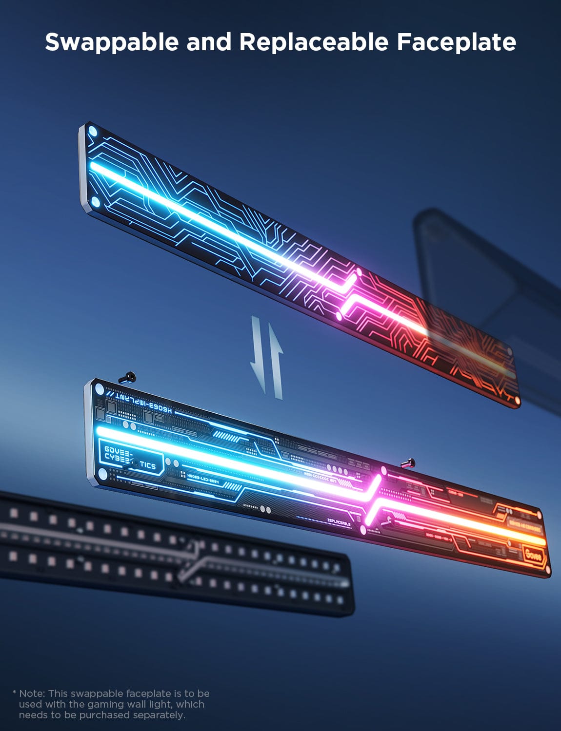 GOVEE Gaming Wall Light Swapable Faceplates With Line Pattern 2 Pack ...
