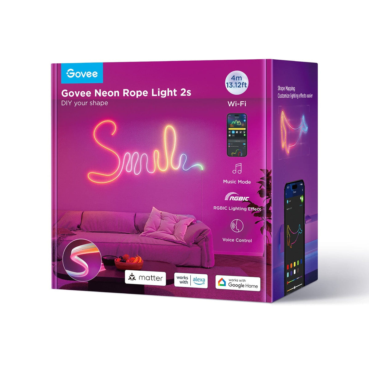 GOVEE NEON ROPE STRIP LIGTH 2 -4M WHITE 6974316999836