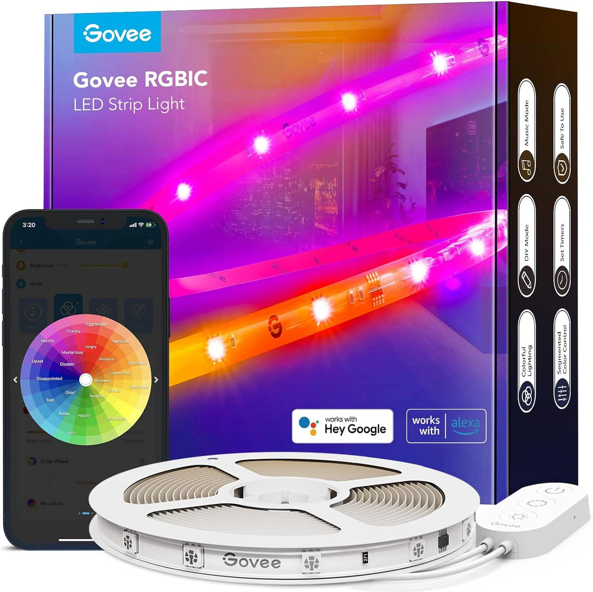 GOVEE RGBIC LED STRIP LIGHTS WITH PROTECTIVE COATING 5M 6974316990970