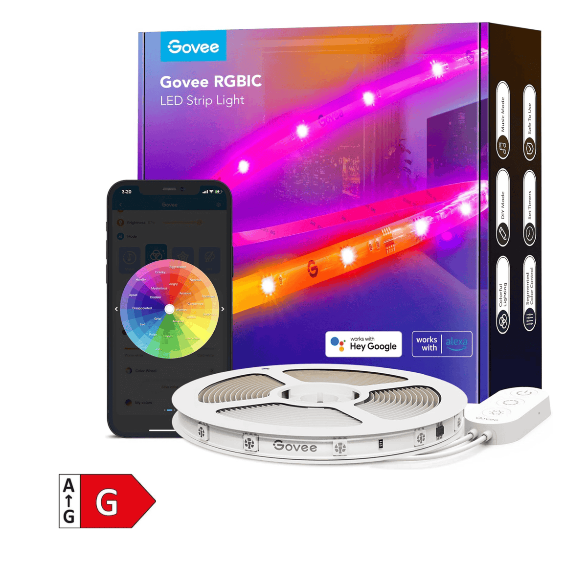 GOVEE RGBIC LED STRIP LIGHTS WITH PROTECTIVE COATING 5M 6974316990970