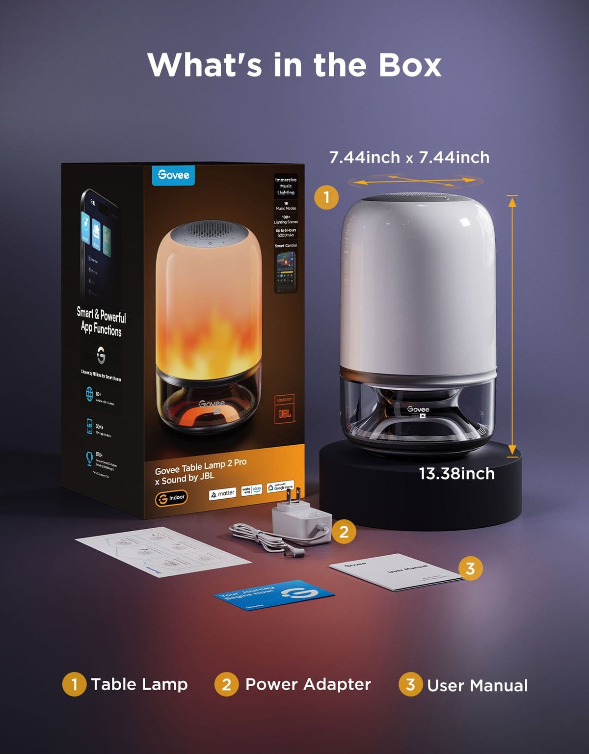 GOVEE RGBICWW TABLE LAMP 2 PRO SOUND BY JBL 6974316990246
