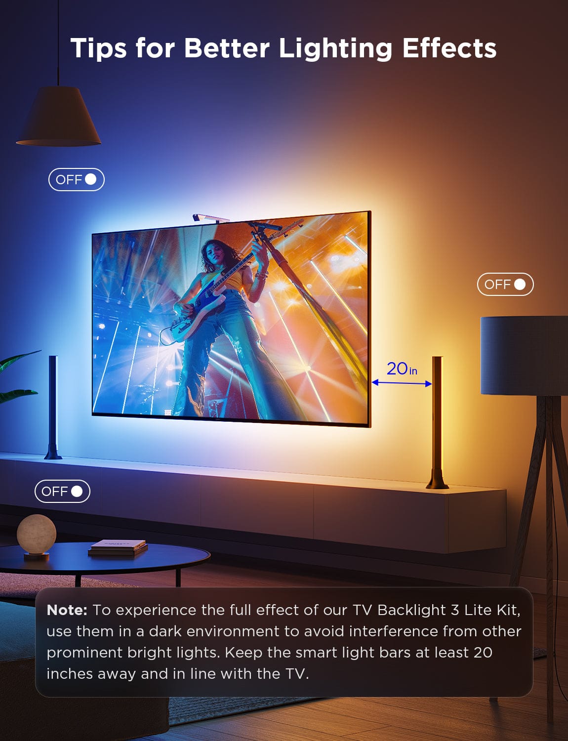 GOVEE TV BACKLIGHT 3 LITE KIT WITH STRIP LIGHT AND LIGHT BAR - DAMAGED BOX 3200000006140