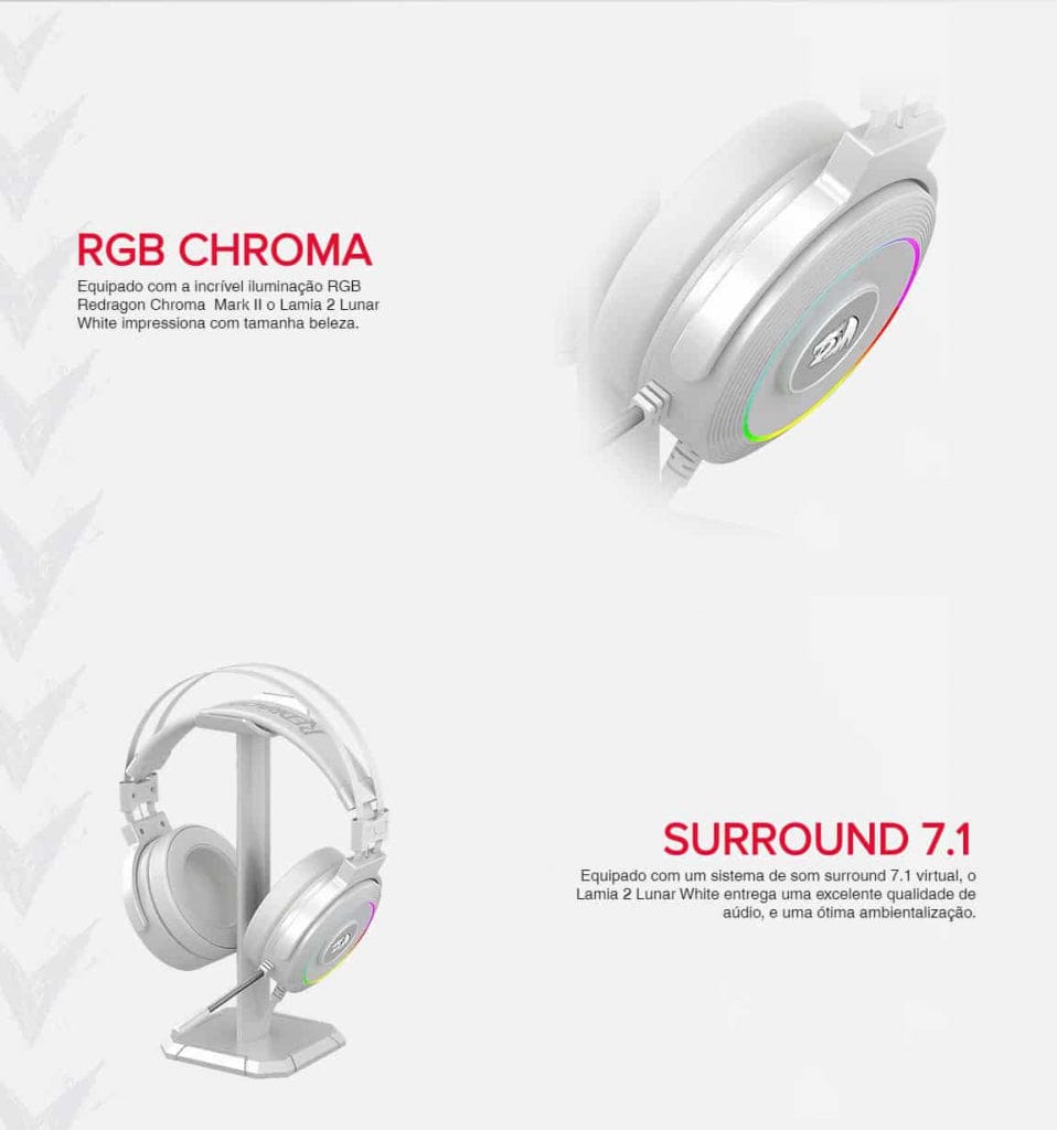 HEADSET - REDRAGON LAMIA 2 H320 RGB WITH STAND - WHITE 6950376778857