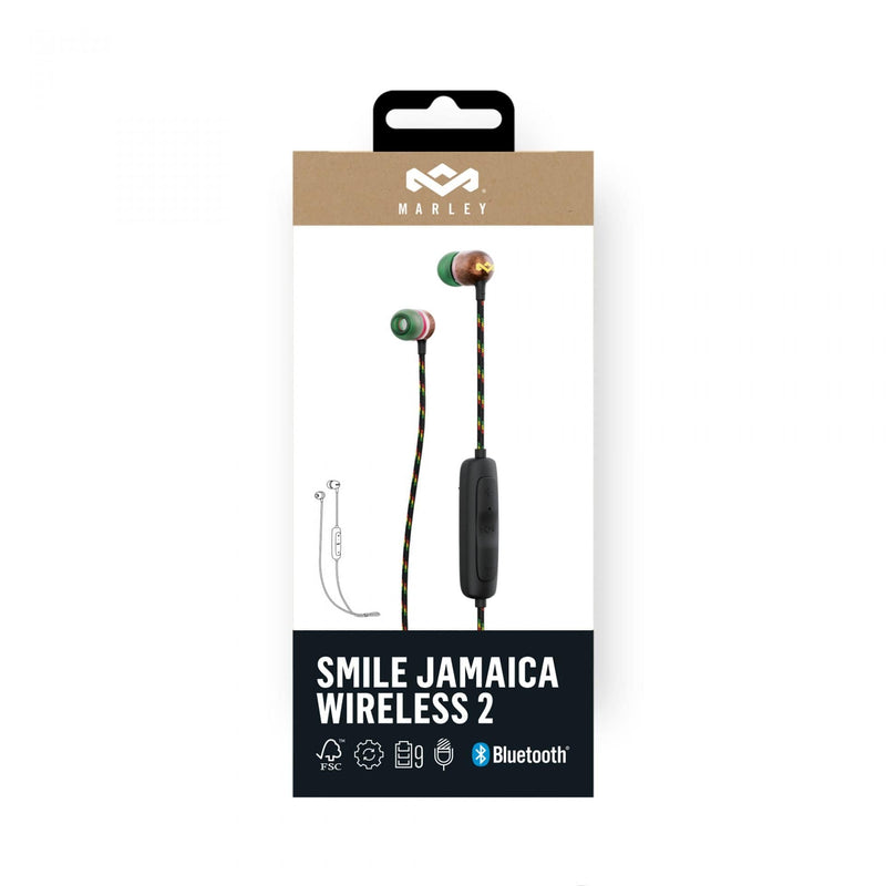 HOUSE OF MARLEY SMILE JAMAICA WIRELESS 2 RASTA IN-EAR HEADPHONES - DAMAGED BOX 3200000000070