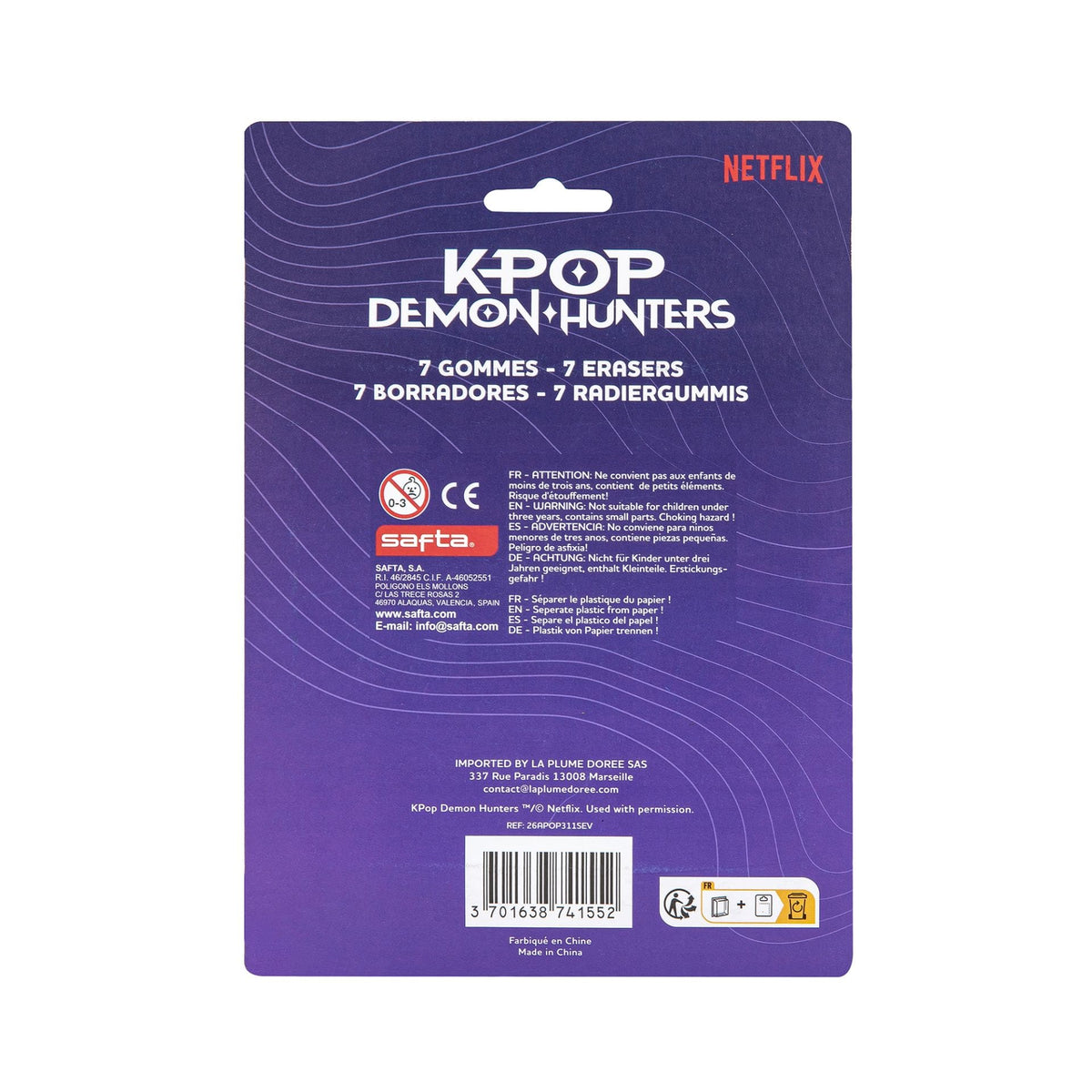 K-POP DEMON HUNTERS - STATIONERY COLLECTION - SET OF 7 ERASERS 3701638741552