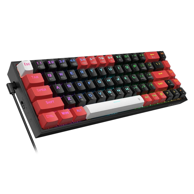 KEYBOARD - REDRAGON CASTOR K631RGB PRO WIRED/WIRELESS/BT MECHANICAL RED SWITCH 6950376710826