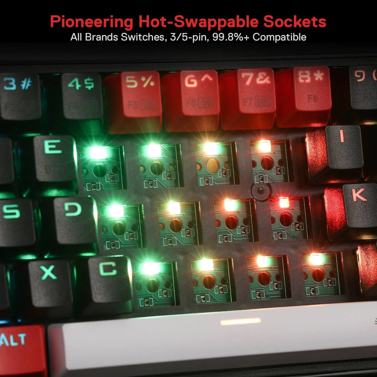 KEYBOARD - REDRAGON CASTOR K631RGB PRO WIRED/WIRELESS/BT MECHANICAL RED SWITCH 6950376710826