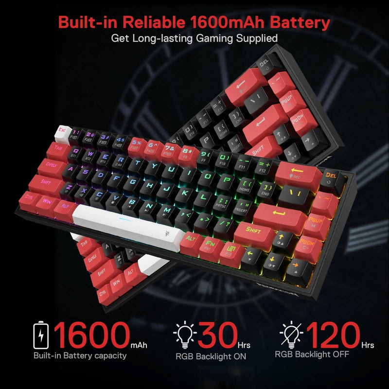 KEYBOARD - REDRAGON CASTOR K631RGB PRO WIRED/WIRELESS/BT MECHANICAL RED SWITCH 6950376710826