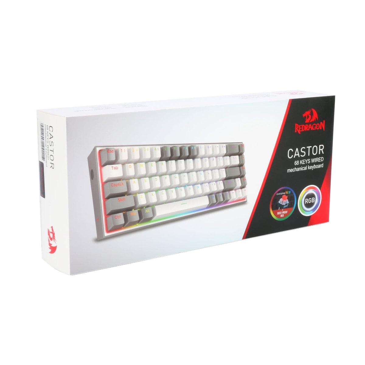 KEYBOARD - REDRAGON CASTOR K631WG-RGB WIRED RED SWITCH 6950376717351