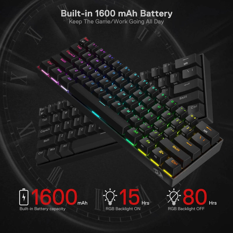 KEYBOARD - REDRAGON DRACONIC K530RGB PRO BT/WIRED MECHANICAL BROWN SWITCH 6950376707833