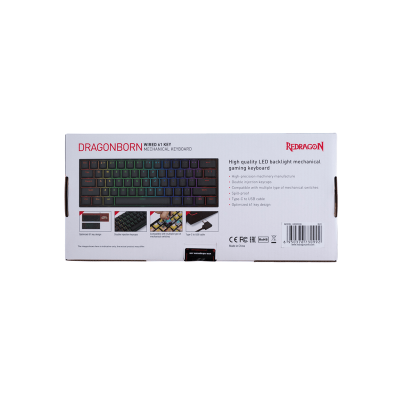 KEYBOARD - REDRAGON DRAGONBORN K630 RGB MECHANICAL SLO/CRO LAYOUT 6950376730992