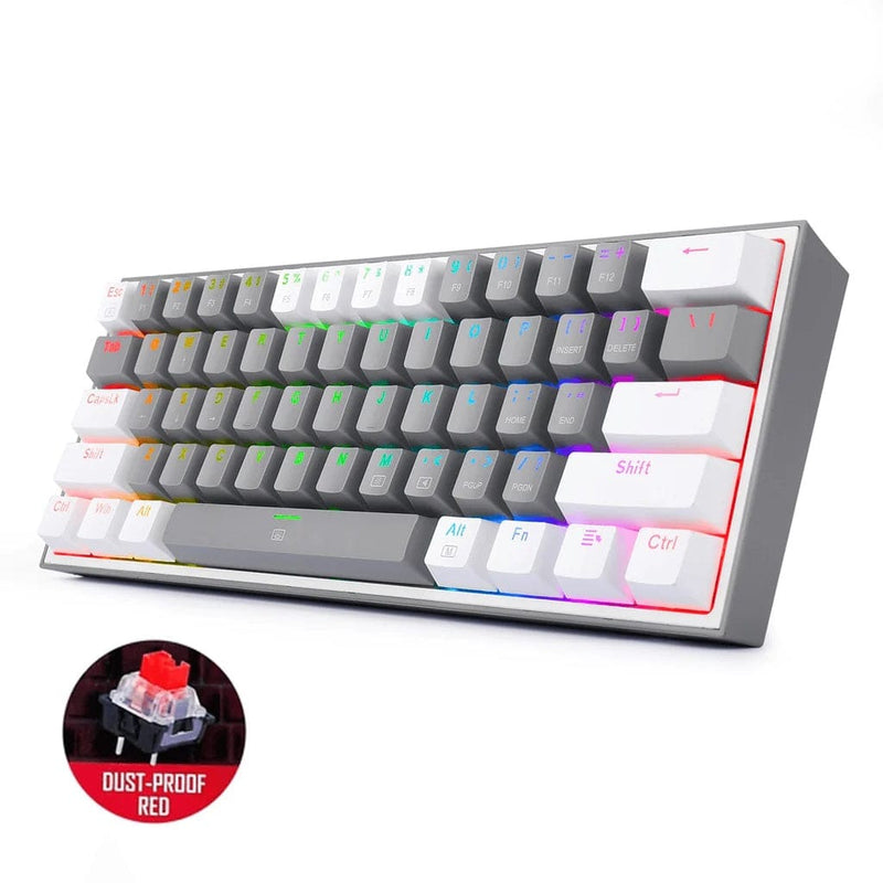 KEYBOARD - REDRAGON FIZZ K617 RGB WIRED GREY/WHITE RED SWITCH 6950376706805