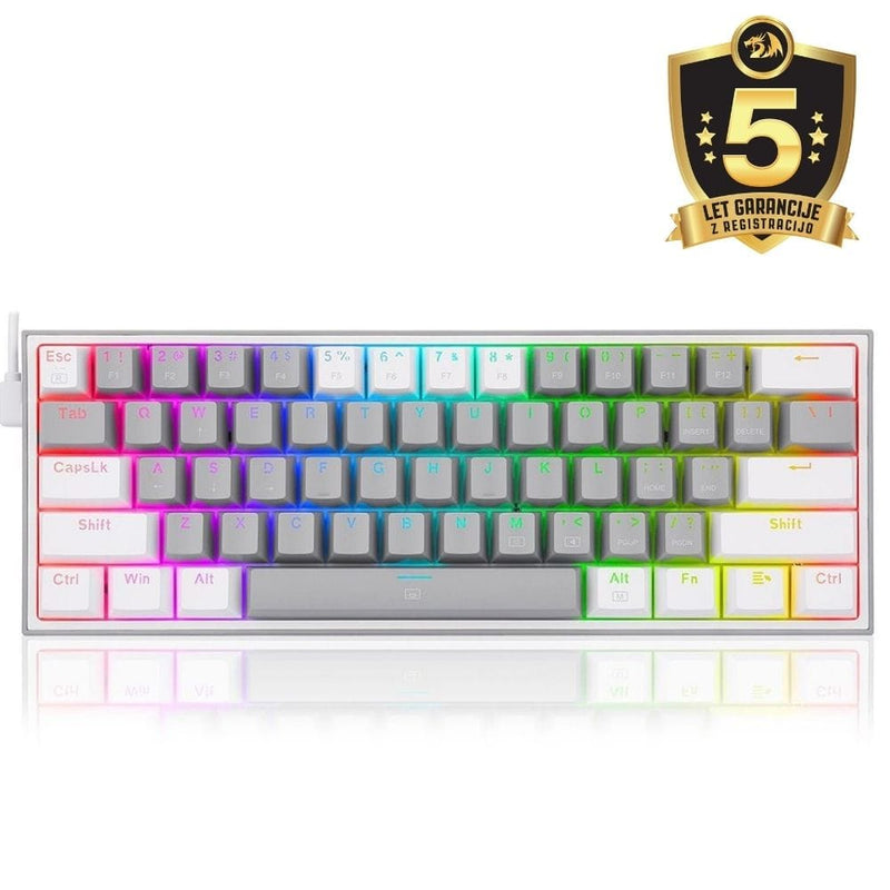 KEYBOARD - REDRAGON FIZZ K617 RGB WIRED GREY/WHITE RED SWITCH 6950376706805