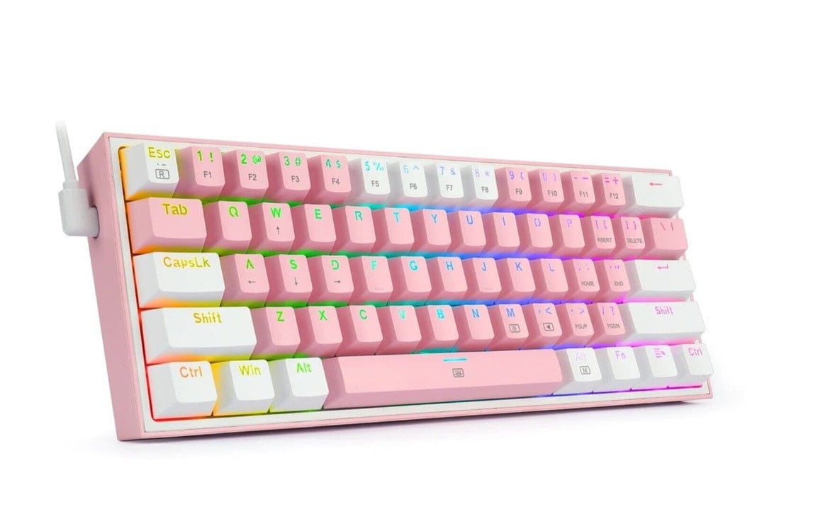 KEYBOARD - REDRAGON FIZZ K617 RGB WIRED PINK/WHITE RED SWITCH 6950376706782